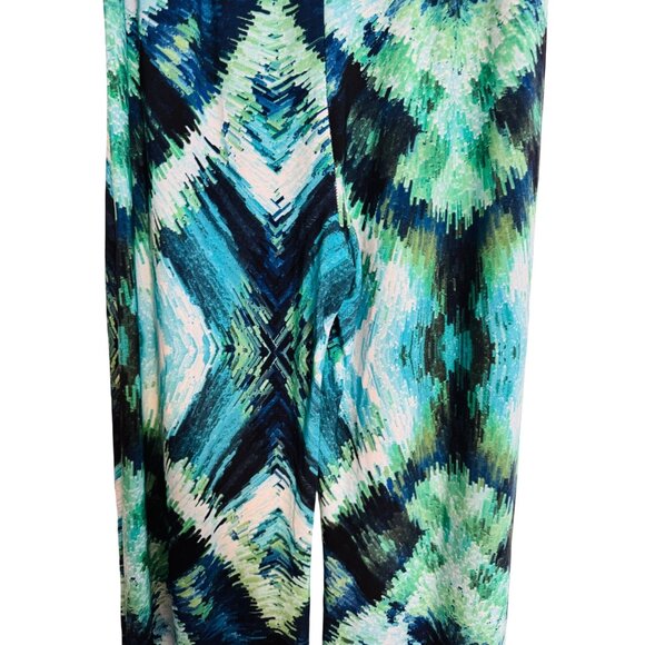 2/$30 Ariella Medium Geometric Print Wide-Leg Pants  Teal, Aqua, Black - Picture 5 of 11